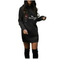 thumbnail image 1 of Long Sweater Dress,女装休闲长袖圆领对比色针织衫, 1 of 5