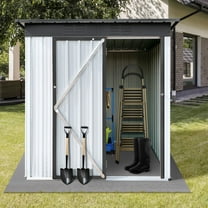 SYNGAR Storage Sheds 5 x 3 ft, Outdoor Storage Cabinet with Lockable Door Sloped Roof, Outdoor Storage Box Waterproof UV Proof for Patio Garden, Metal Tool Shed, Gray