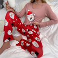 thumbnail image 2 of 2023 Women's Christmas Pajamas Outfit Cartoon Snowman/Koala Print Long Sleeve O Neck Tops + Pants 2 Pieces Sleepwear Home Wear, 2 of 4