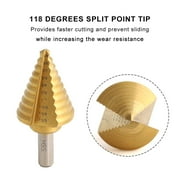 Step Drill Bit Set, 6 Pcs Titanium High Speed Steel Unibit Drill Bits, Stepped Up Bits & Automatic Center Punch for Sheet Metal, DIY Lovers with Aluminum Case, Total 50 Sizes for Multiple Hole