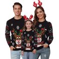 thumbnail image 1 of Marvmys Chandail de Noël Assorti pour la Famille Col Rond Rennes Flocons de Neige Chandail Tricoté Laid pour Hommes Femmes, 1 of 7