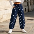 thumbnail image 6 of Mifsaly Polka Dot Sweatpants Wide Leg Drawstring Waist Jogger Sweatpant Trendy Daily Going Out Travel Vacation Barrel Pants Trousers with Pockets, 6 of 7