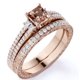 thumbnail image 1 of JeenMata Conjunto Nupcial de Morganita Creada en Corte Princesa de 2 Quilates - Conjunto Nupcial - Conjunto de Trío Nupcial - Anillo en Racimo - Oro Rosa de 18 K sobre Plata, 1 of 6