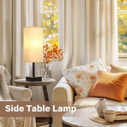 LUFF Table Lamps for Bedroom Set of 2 ,Bedside Small Lamps with 3 Way Dimmable Rocker Switch, Minimalist Night Stand Light Lamp with Square Fabric Shade for Living Room, Desk, LED Bulb included