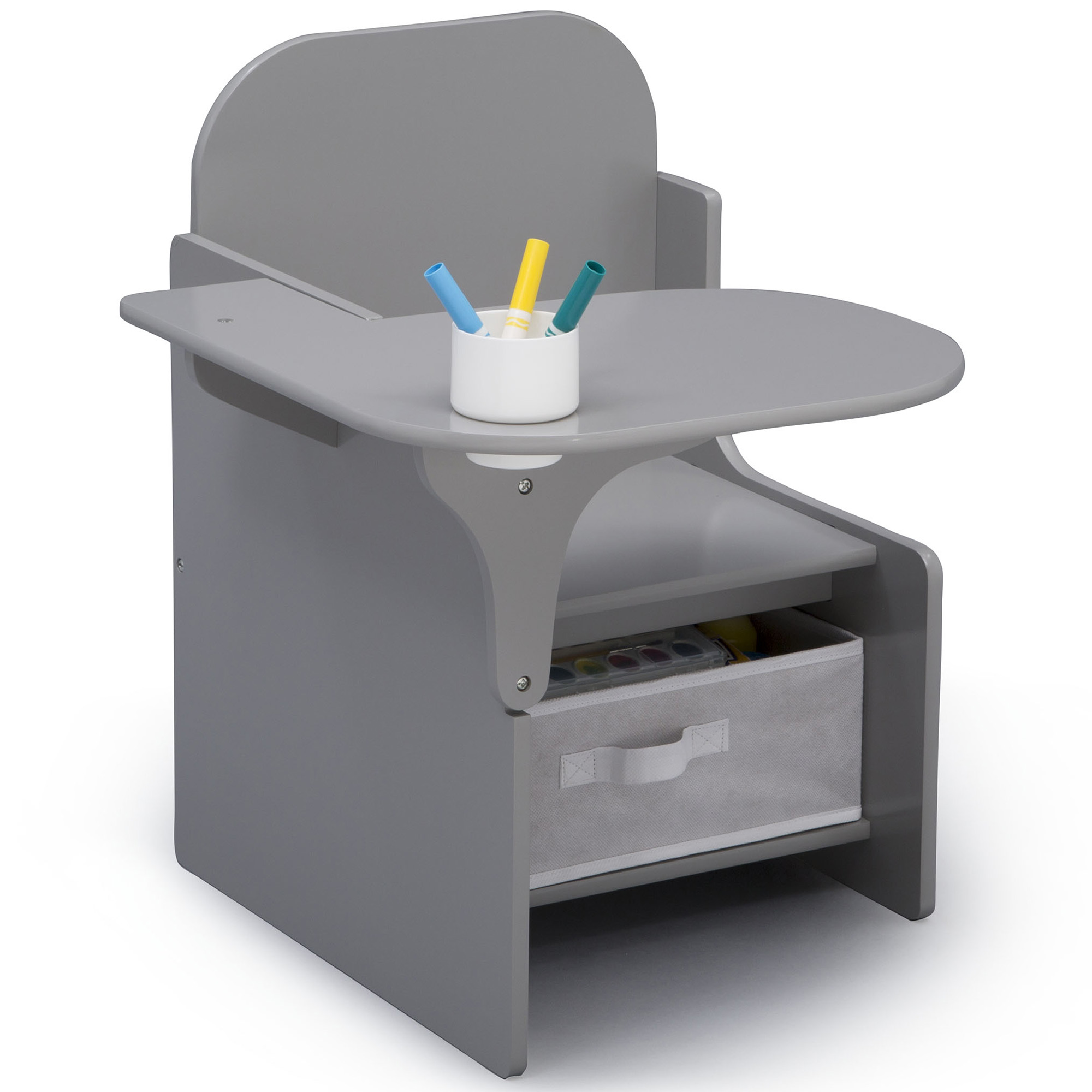 Delta Children Classic Chair Desk with Storage Bin, Gray photo 6