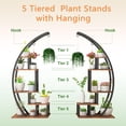 thumbnail image 2 of Ataucjin Plant Stand Indoor 2 Pack,5 Tier Tall Metal Indoor Plant Stand, Half Moon Shape Garden Plant Holder, Round Flower Shelf Rack with 4 Hanging Hooks Stylish Tiered Flower Storage Rack Tall Metal, 2 of 7
