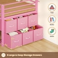 thumbnail image 4 of Amuzer Twin Loft Bed with 6 Storage Drawers,Open Storage Shelves, Low Metal Loft Bed with LED Lights,Twin Size Bed Frame with 15" H Safety Guardrail,Stairs,Pink, 4 of 8