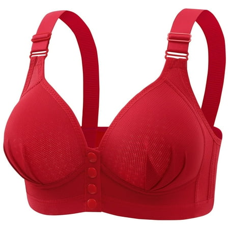 HCURIBAD Clearance! Womens Comfortable Wireless Bras Seamless Bralettes Soft V Neck Breathable Padded Full Coverage Everyday Bra Wireless Bras  Push up Bra  Backless Bra  Bras for Women Red L