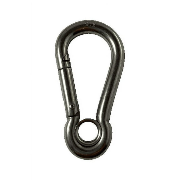 US STAINLESS Stainless Steel 316 Spring Hook with Eyelet Carabiner 3/8" (9mm) Marine Grade