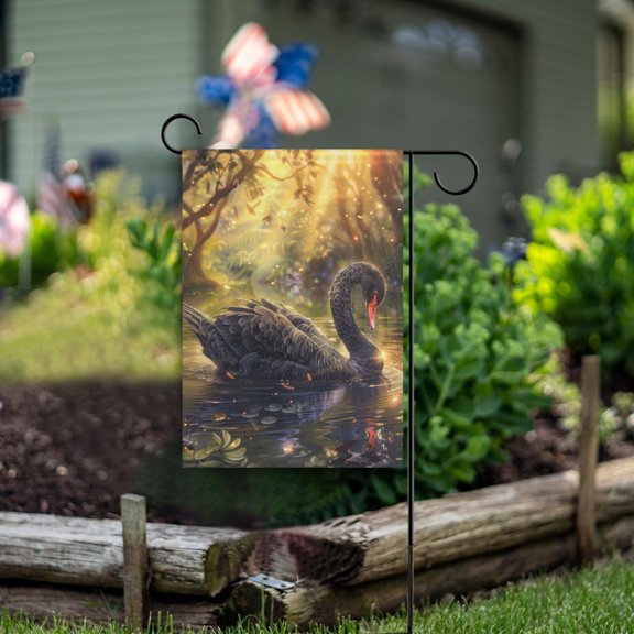 Black Swan Garden Flag Double Sided Outdoor Banners for Courtyard Outdoor Lawn Farmhouse Holiday Decorations