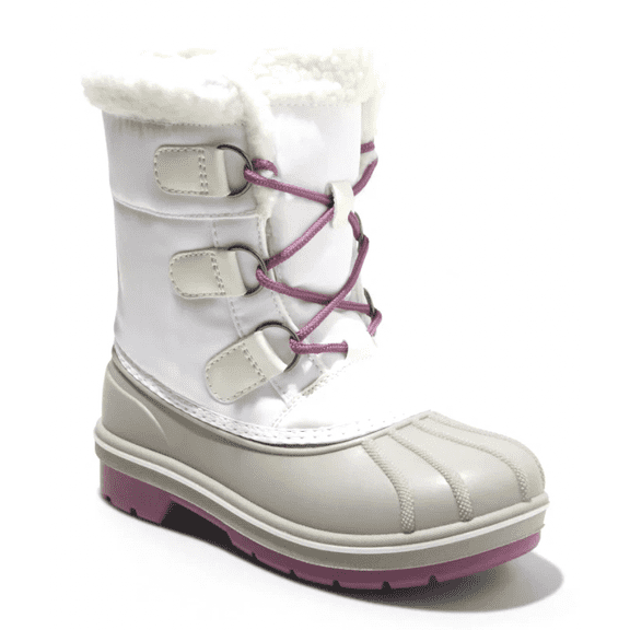 Girls' White Purple Magenta Roma Waterproof Thermolite Winter Boots 5