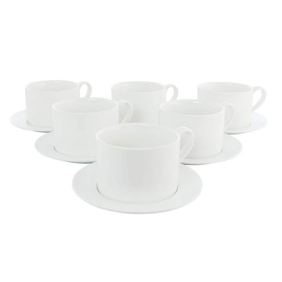 Simply White 6-Pcs 3.75 in. Porcelain Cups With Saucers Set