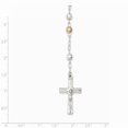 thumbnail image 2 of Sterling Silver Polished Rosary w/ Textured Tri-color Beads Necklace, 2 of 2