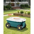 thumbnail image 4 of Rolling Garden Cart with Seat & Storage Bin - 276 lbs Capacity, Plastic Garden Scooter for Outdoor Use, 4 of 10