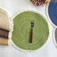 thumbnail image 2 of Stylish Round Table Mat In Soft Polyester Fabric With Delicate Tassels Trim For Home And Coffee Use, 2 of 9