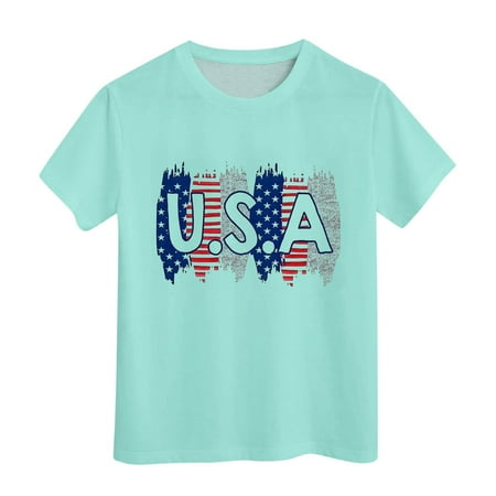 

Children Short Sleeved Comfortable and Soft Independence Day Printed Top T Shirt Rjd2 Shirt Christmas Shirts for Kids Girls Little Girls Clothes Size 2t Girls Undershirts 2t Women s Top Undershirts