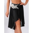 thumbnail image 3 of TiaoBug Women's Chiffon Applique Lyrical Ballet Dance Skirts High Low Mesh Midi Skirt Briefs Dancewear Black XL, 3 of 7