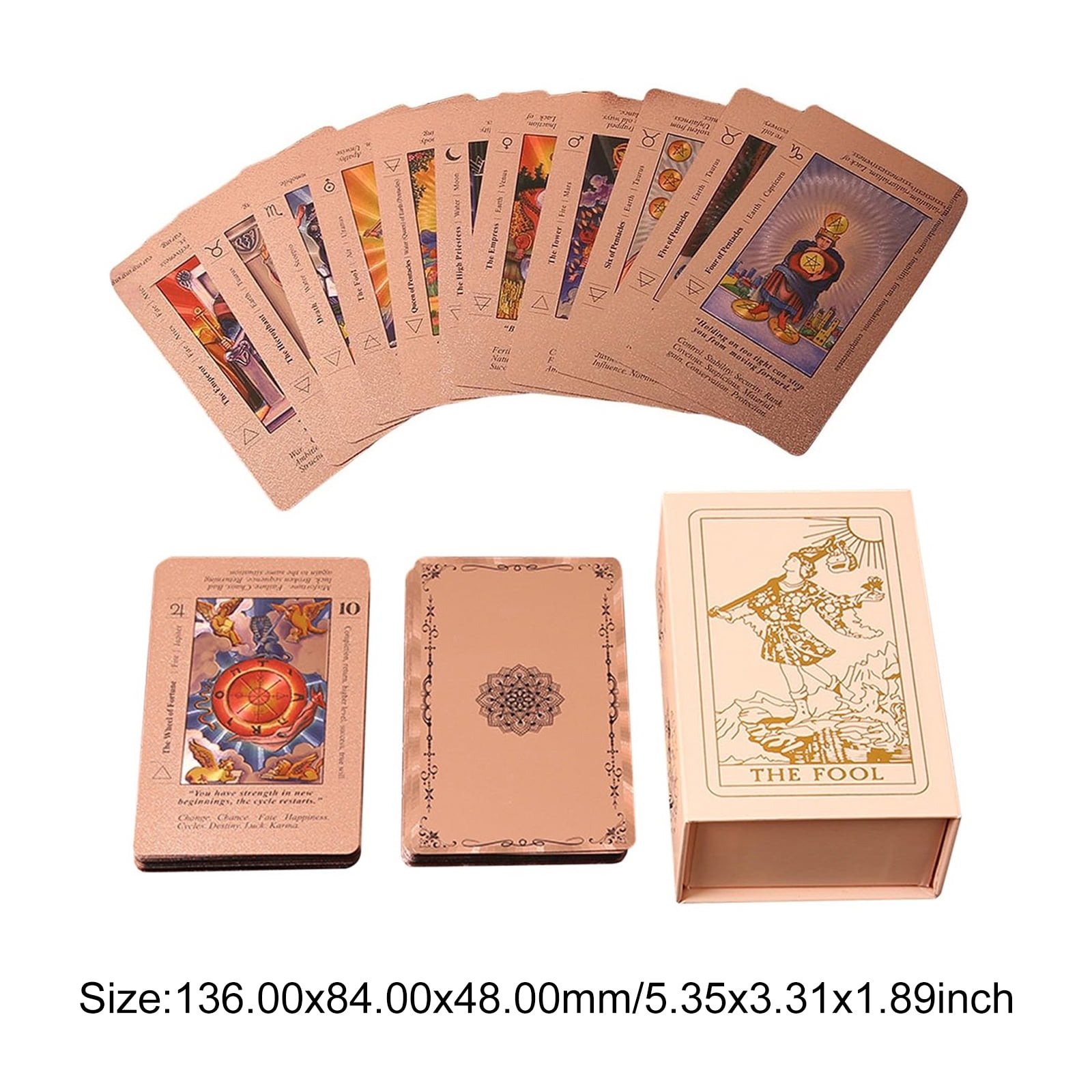 Tarot Cards for Beginners,78 Classic Tarot Cards Deck, Waterproof Durable Tarot Cards,Fortune Telling Games for Easter, Party (Rose Gold)