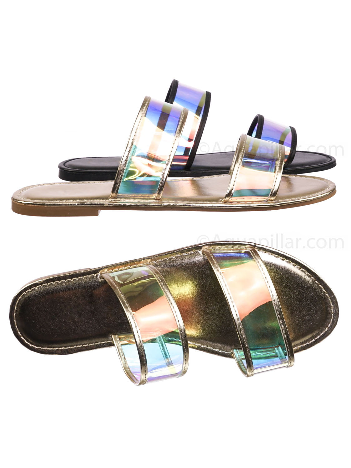 holographic clear sandals