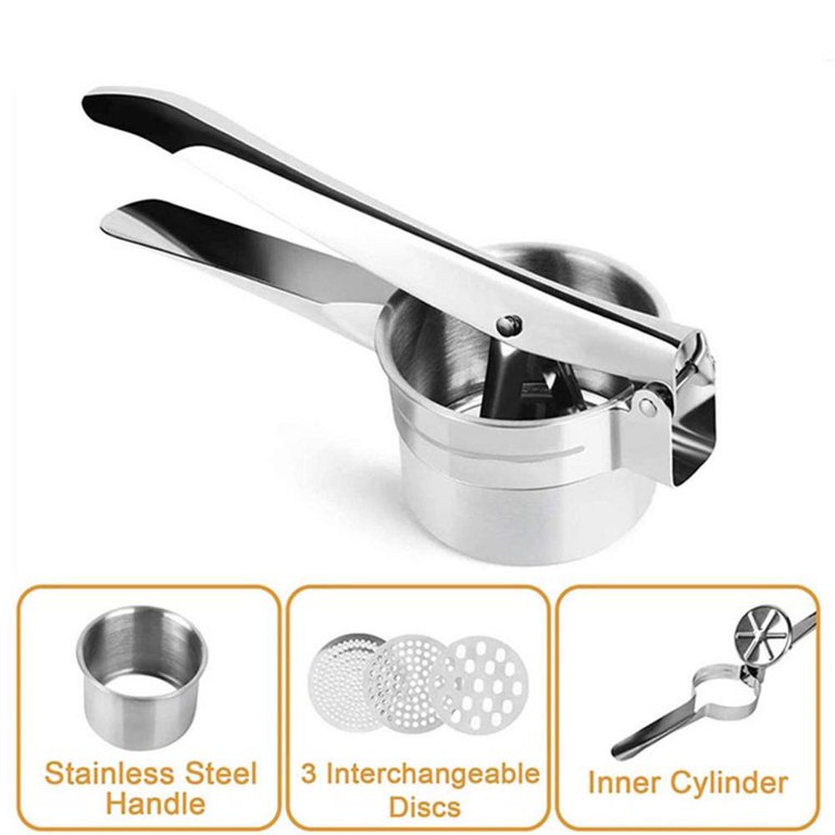 Potato Ricer Heavy Duty Stainless Steel Potato Masher, Food Ricer With 3  Discs✓