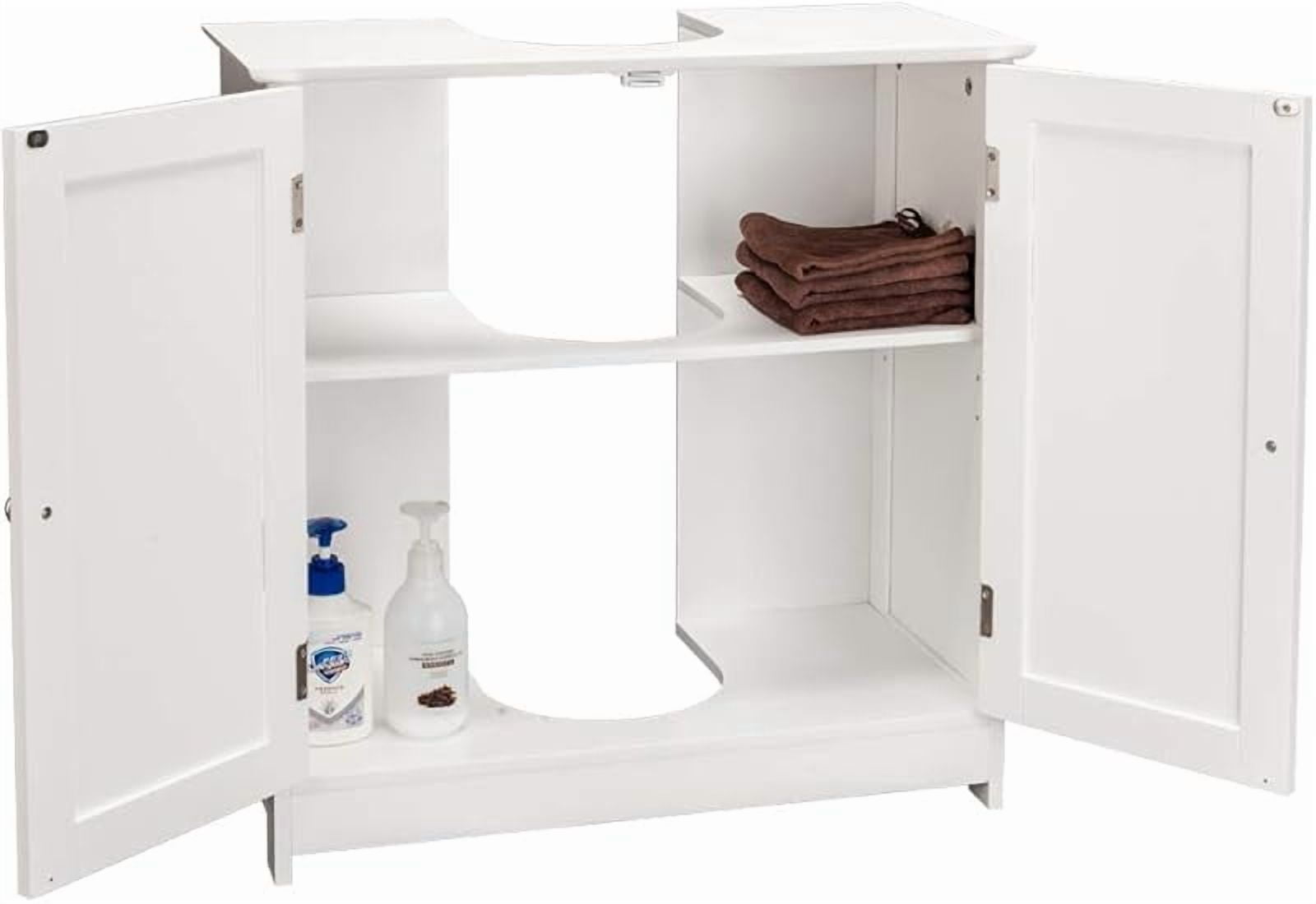Pedestal Sink Storage Cabinet with 2 Doors Traditional Under Sink Cabinet Bathroom Space Saver Organizer with Adjustable Shelf 23 5/8" W x 11 7/16" D x 23 5/8" H