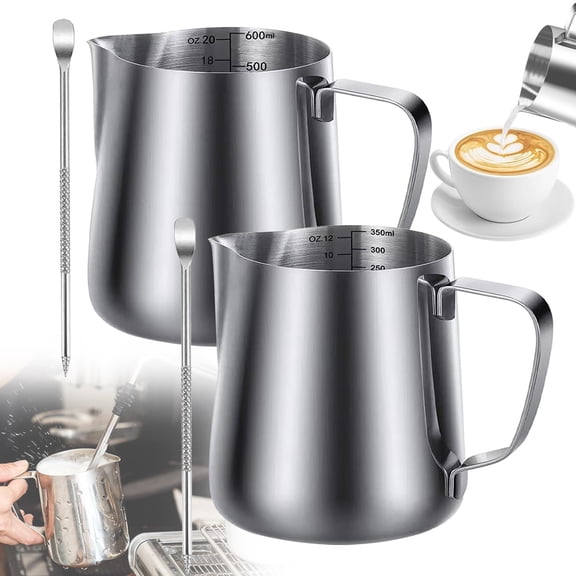 Niriyo 350ml Milk Frothing Pitcher with Spout – Stainless Steel Jug for Coffee Accessories, Latte Art, Barista Tools, Measurement Marks, or Cappuccino Maker, Professional & Easy to Pour