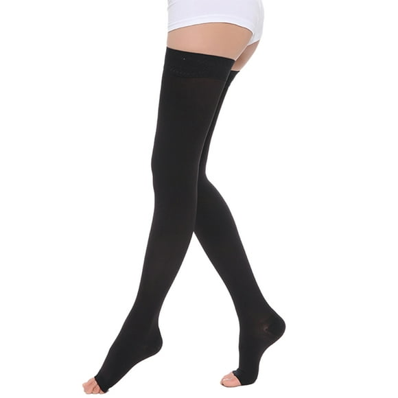 Vogacara Medias por encima de la rodilla modernas y de moda para medias de compresión médicas con un aspecto moderno Protección de la piel Punta abierta-negro l