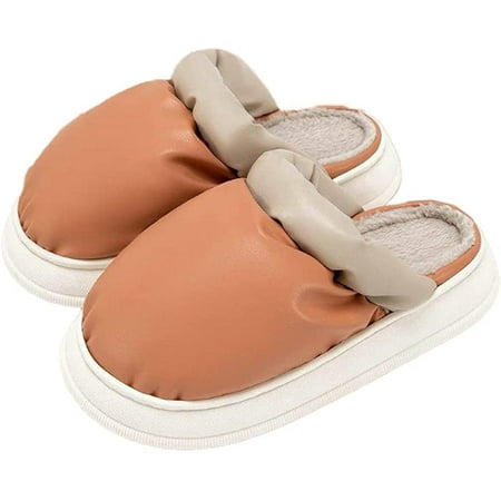 

CoCopeaunts Women Waterproof Plush Slippers Memory Foam Warm Plush Bedroom Shoes Fluffy Soft Anti-Skid Cozy Slipper for Women Girls