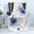 thumbnail image 4 of Watercolor Flower Soft Flannel Fleece Throw Blanket, Flora Drawing Soft Spring Colors Retro Style Floral Artwork, Cozy Plush for Indoor and Outdoor Use, 50" x 70", White Purple Blue, by Ambesonne, 4 of 5