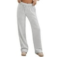 thumbnail image 1 of Womens Joggers Women's High Waist Casual Drawstring Pants Basic Solid Color Trousers for Daily Wear Comfortable Pants for Spring Fall Winter Season Size L, 1 of 5