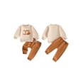 thumbnail image 2 of BemeyourBBs Toddler Baby Boys Thanksgiving Outfit Newborn Baby Boy Fall Winter Clothes Infant Long Sleeve Letter Turkey Embroidery Sweatshirt Tops and Drawstring Jogger Pants Set, 2 of 9
