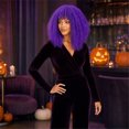 thumbnail image 4 of Purple Short Afro Wig for Halloween, Curl Wig for Halloween Party Styling, 16 Inch Heat Resistant Stage Wig, Hairpiece to Match Halloween Decorations Party Theme, Vibrant, 4 of 6