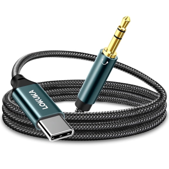 LOKUKA USB C to TRS 3.5mm Audio Jack Cable, Type-C Stereo Aux Cord Compatible with Computer, Car, Headphone, Smartphone, 3.3 ft