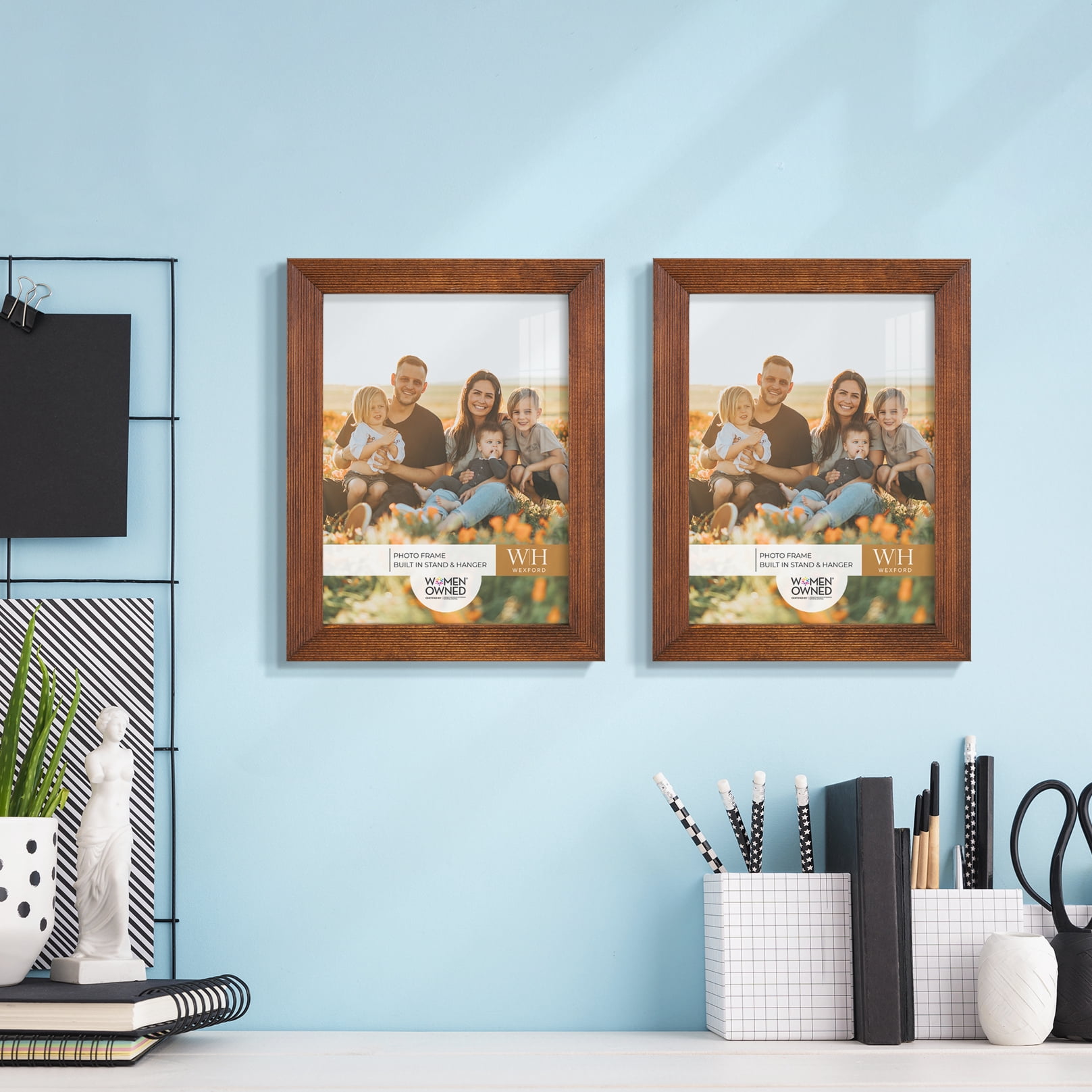 Grooved 6 in. x 8 in. Walnut Picture Frame (Set of 2)