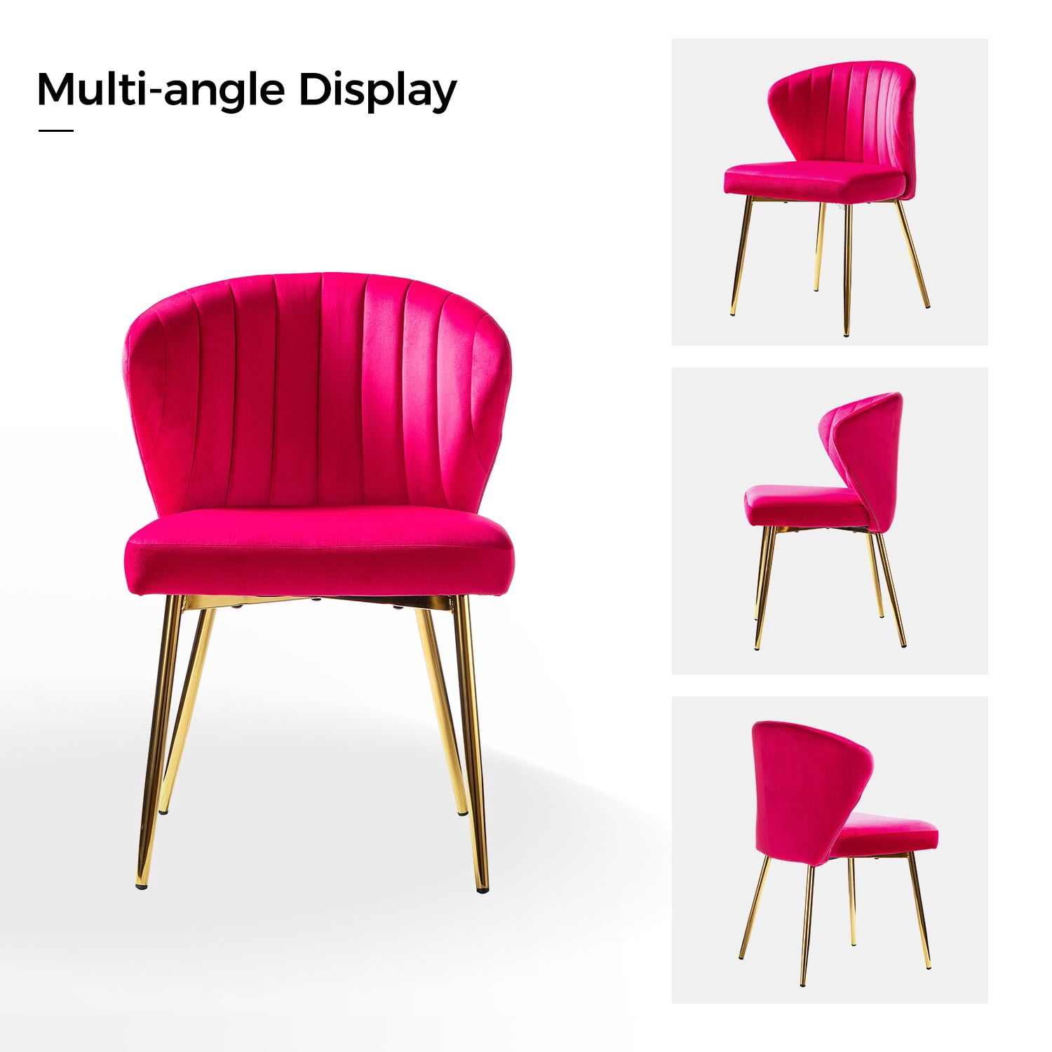 Tina's Home Velvet Dining Chairs Set of 2 Upholstered Wingback Side Chairs Living Room Kitchen Fushia