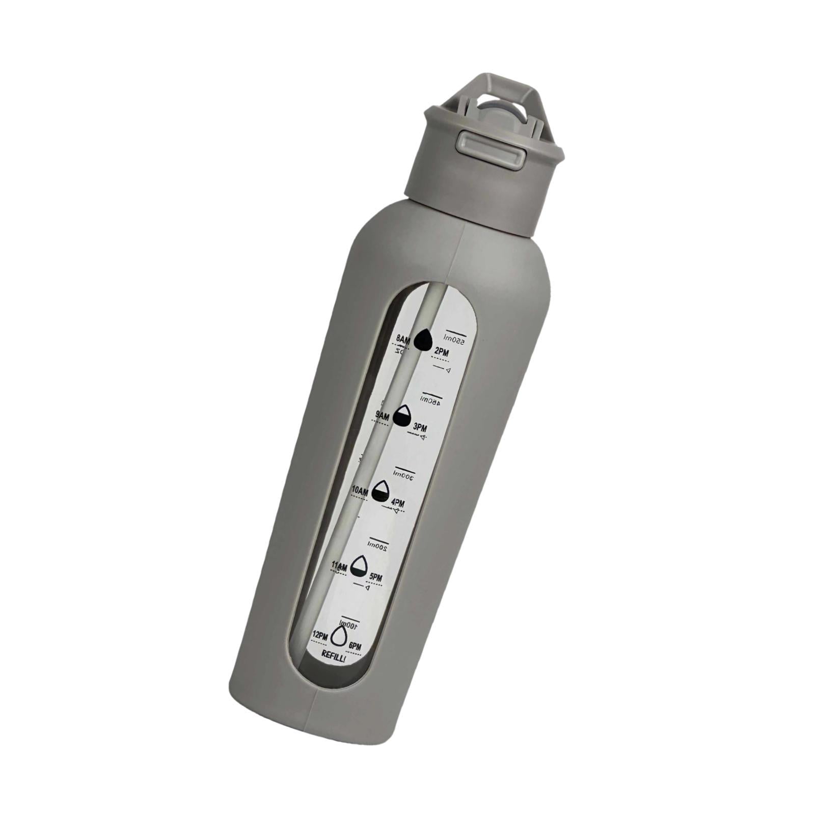 Baoblaze Glass Water Bottle Large Capacity Drinking Bottle for Workout Outdoor Hiking Gray