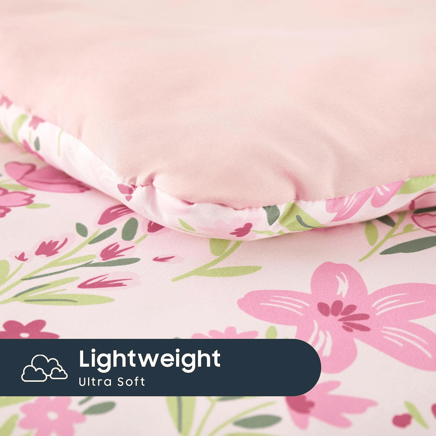 AllWays Plaza - Floral Toddler Bedding Set for Girls, Cute Colorful Botanical Flowers, 4 Pieces Soft Crib Bed Set Including Comforter, Sheets and Pillowcase, Light Pink