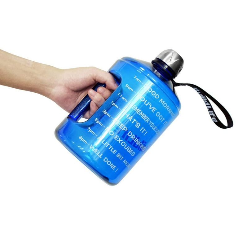 BuildLife Gallon Motivational Water Bottle with Time Marked to Drink More Daily and Nozzle,BPA Free Reusable Gym Sports Outdoor, Black