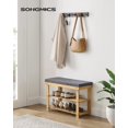 thumbnail image 3 of SONGMICS 3-Tier Bamboo Shoe Bench Seat Holds Up to 330 lb Shoe Rack Organizer for Entryway Living Room Natural and Gray, 3 of 8