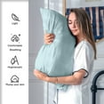 thumbnail image 5 of SLIKOFA Natural Mulberry Silk Pillowcase for Hair and Skin Silk Pillow Case with Hidden Zipper Soft Breathable Smooth Cooling Silk Pillow Covers for Sleeping (Haze Blue,Standard 20"X26",1Pcs), 5 of 7