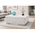 thumbnail image 1 of K-Living Portia Tufted Velvet Ottoman In Beige With Stainless Steel Chrome Base, 1 of 6
