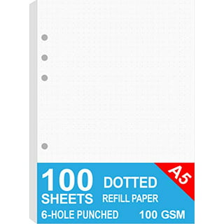 A7 Refill,Pocket Notebook Inserts, Grid 6 Hole Paper for Filofax, Square  Matrix 100gsm Thicker Paper for Refillable 6 Rings Binder Agenda, 4.84 x