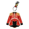 thumbnail image 3 of TiaoBug Girls Circus Magician Halloween Costume Ringmaster Lion Tamer Outfits Sequins Drummer Jumpsuit Red A 12, 3 of 7