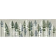 thumbnail image 2 of Fab Funky 18x8 Gold Ornate Wood Framed with Double Matting Museum Art Print Titled - Leafy Pines, French Blue and Moss, 2 of 4