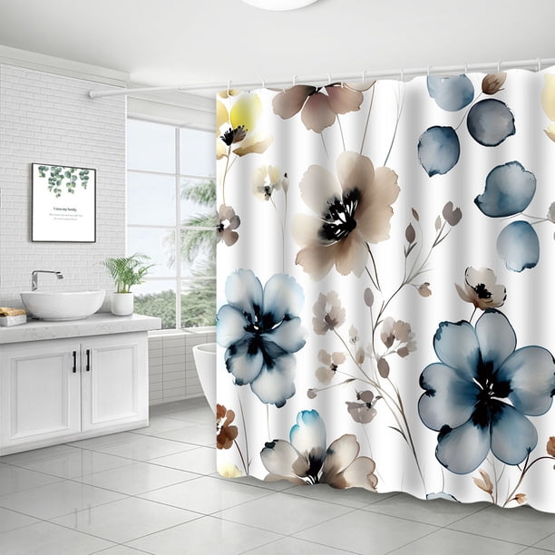 Cortina de ducha para decoración del hogar, decoración de habitaciones, decoración de paredes, tela divisoria para baño, impresión digital, impermeable, con ganchos, poliéster sin perforaciones.