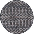 thumbnail image 2 of Unique Loom Trellis Collection Tribal Geometric Transitional Indoor and Outdoor Flatweave Round Rug, 4 Feet, Charcoal Gray/Beige, 2 of 2