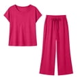 thumbnail image 6 of Maean Girl's 2 Piece Set Cap Short Sleeve Tops and Wide Leg Pants Sweatpant with Pockets Summer Outfits, 6 of 7