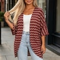 thumbnail image 4 of Cmfcve Womens Plus Size Kimono Cardigans Striped Open Front 3/4 Sleeve Shirts Lightweight Casual Cover Up Tops, 4 of 7
