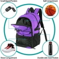 thumbnail image 5 of WOLT Unisex Basketball Backpack Bag--with Shoe Compartment Includes a One Bag and Tag Purple, 5 of 6