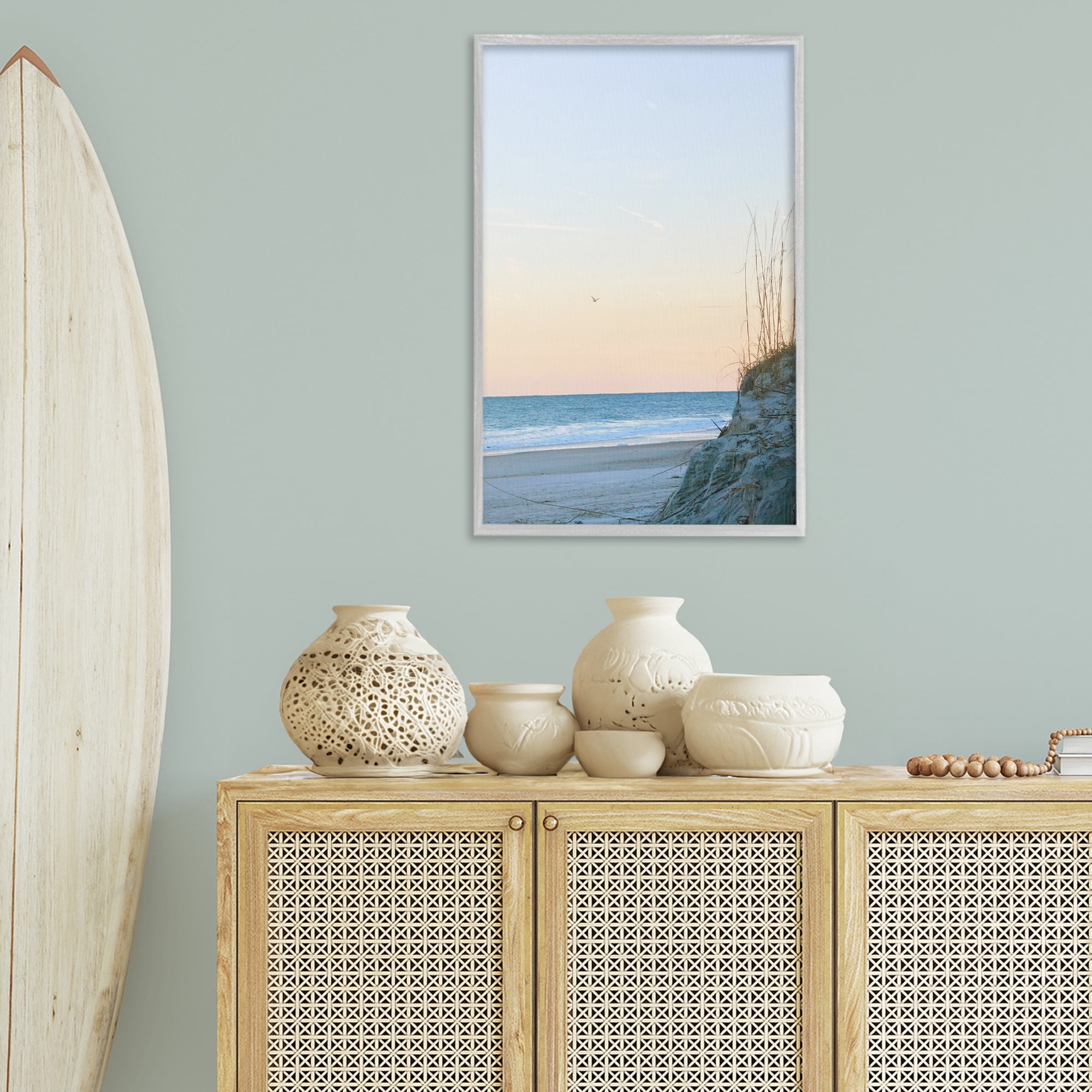 Stupell Industries Serene Beach Sunset Landscape Photography Gray Framed Art Print Wall Art, 20 x 30
